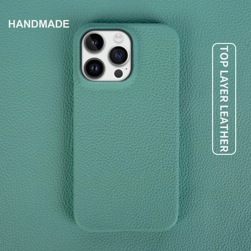 Luxury Genuine Leather Shockproof Case for iPhone