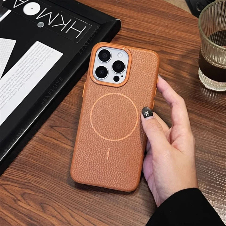 Official MagSafe Leather Texture iPhone Case Cover