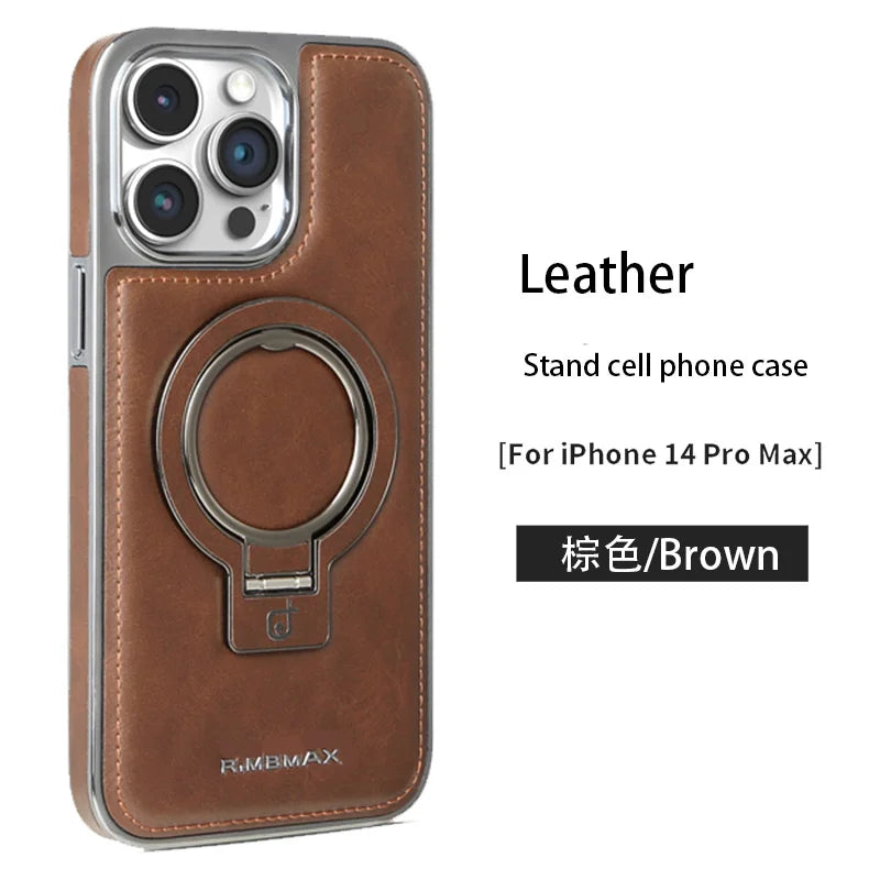 Luxury Leather MagSafe Stand Case for iPhone