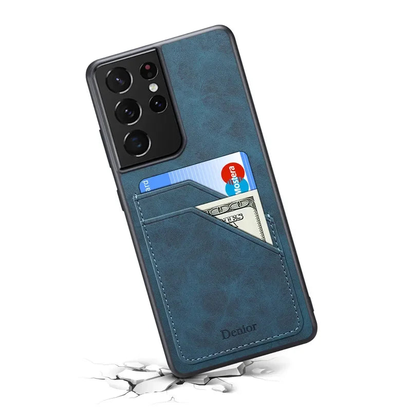 Luxury Leather Samsung Case with Card Holder & Stand