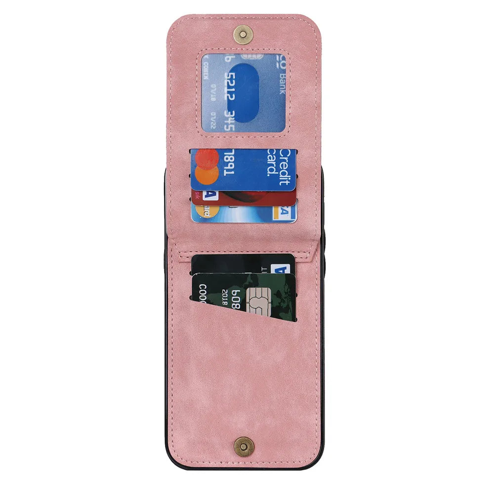 Zipper Wallet Leather Phone Case with Card Holder Kickstand