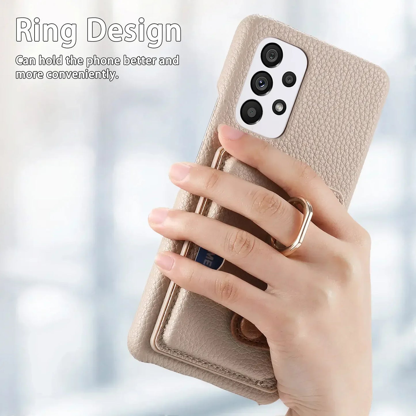 Leather Wallet Phone Case with Ring for Samsung Galaxy Series
