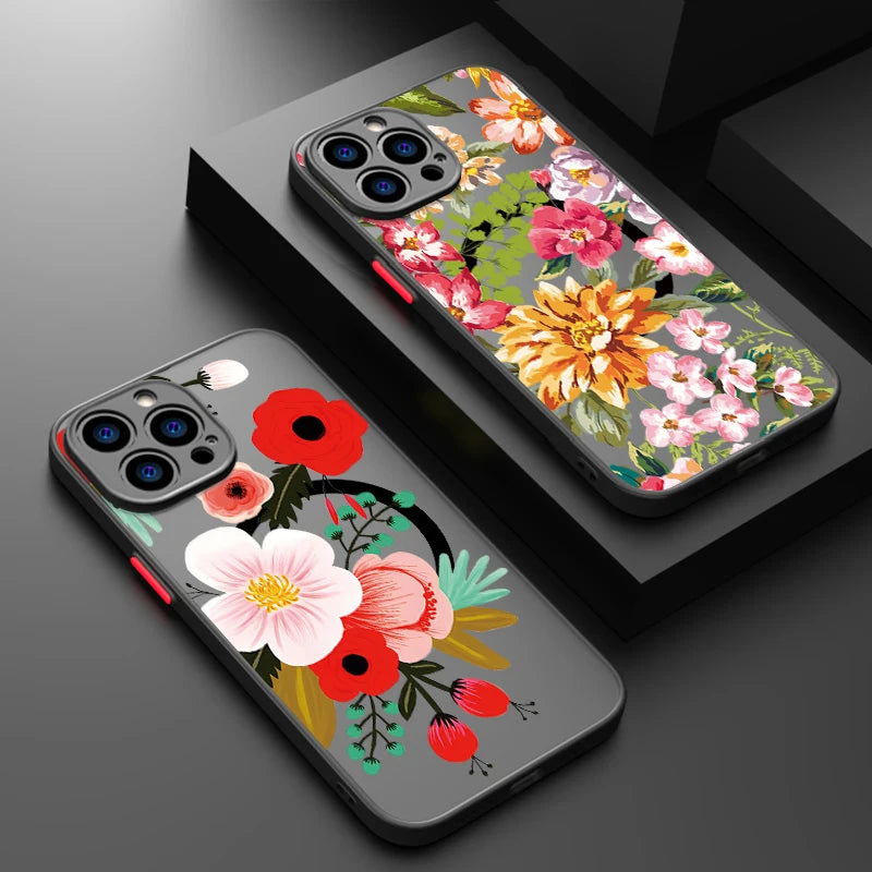 Magnetic Magsafe Flower Case for iPhone - CaseifyTrend