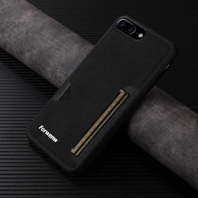 Retro Card Holder Leather Case for iPhone - CaseifyTrend