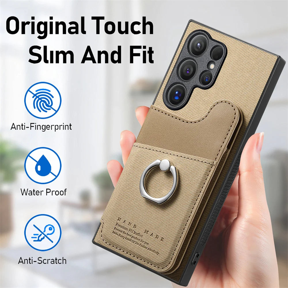 RFID-Blocking Magnetic Wallet Phone Case for Samsung