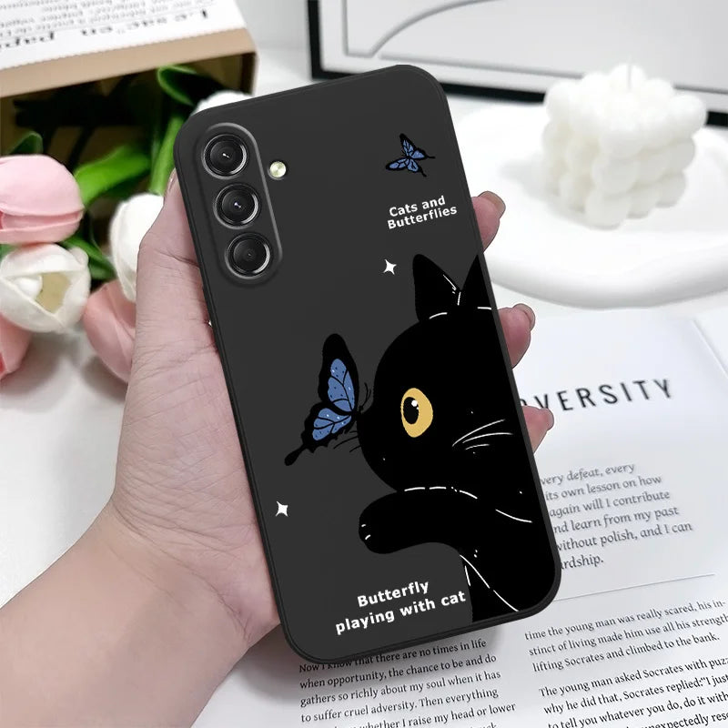 Cute Cat Butterfly Phone Case for Samsung Galaxy