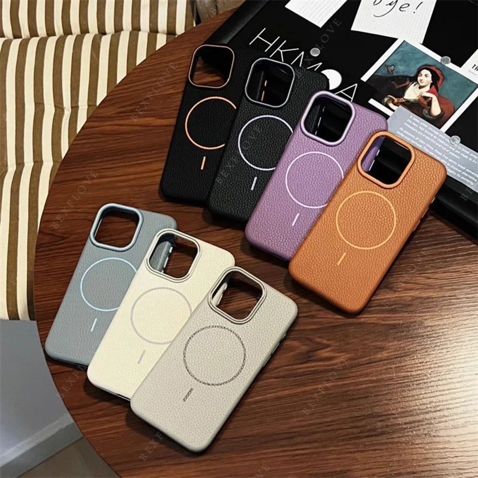 Official MagSafe Leather Texture iPhone Case Cover