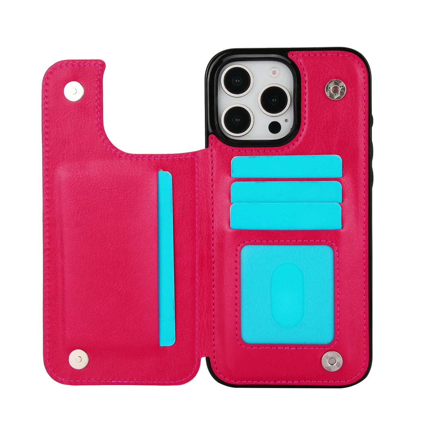 PU Leather Case with Kickstand Card Holder for iPhone - CaseifyTrend