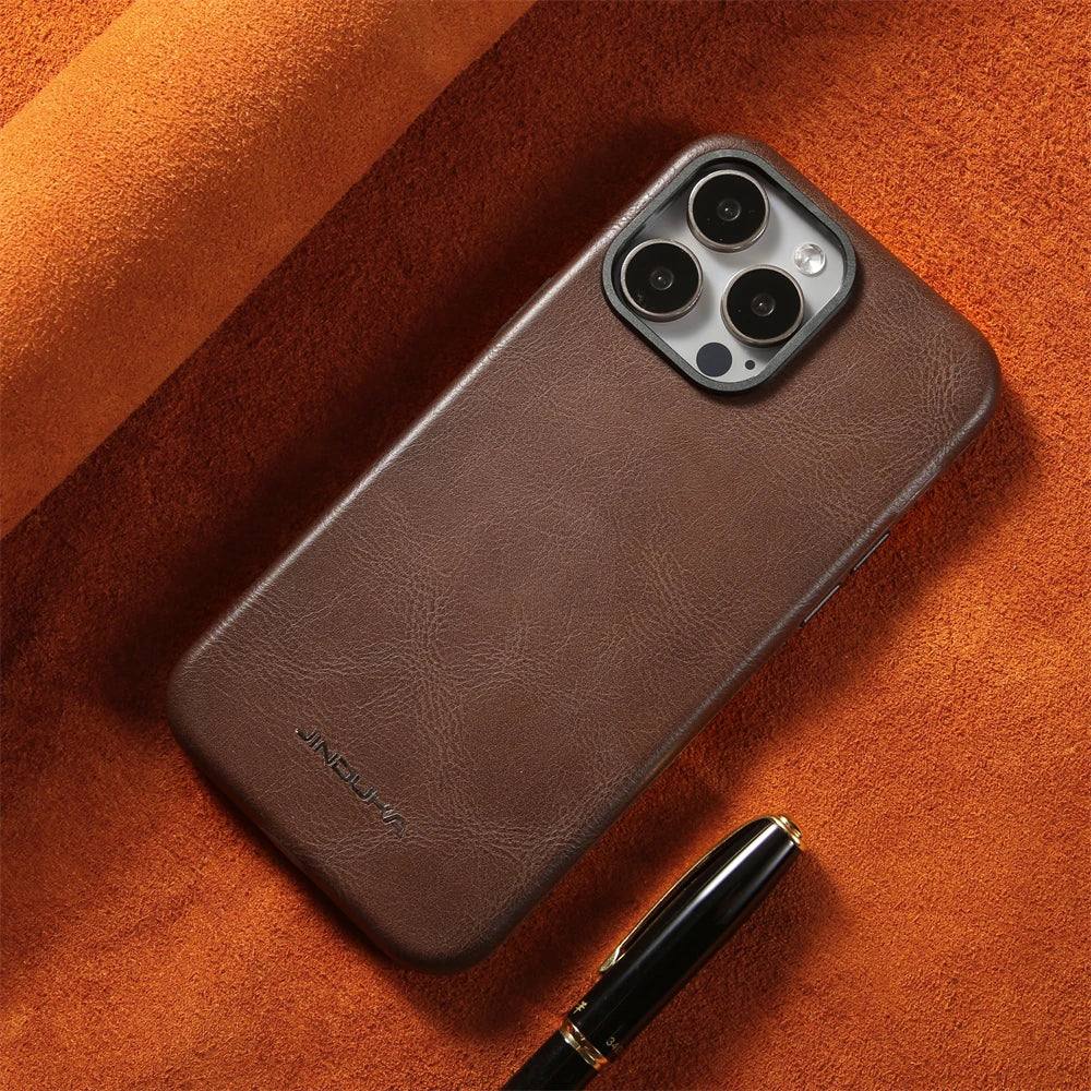 Luxury Ultra Thin Leather Magsafe Case for iPhone