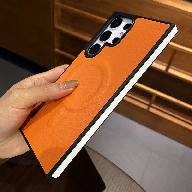 Luxury Matte Leather Magnetic Case for Samsung Galaxy