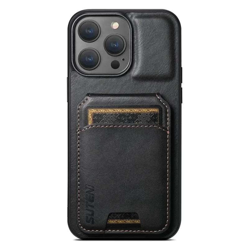 Luxury Magnetic Leather Wallet Case with Card Holder for iPhone