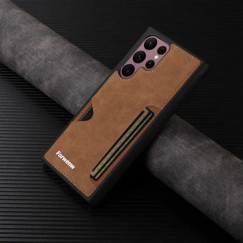 Retro Leather Card Slot Case for Samsung Galaxy Phones