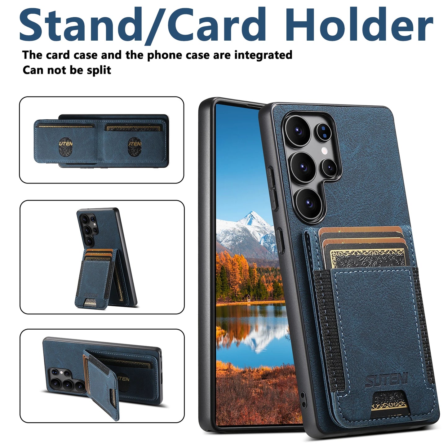 Luxury PU Leather Card Holder Stand Case for Samsung