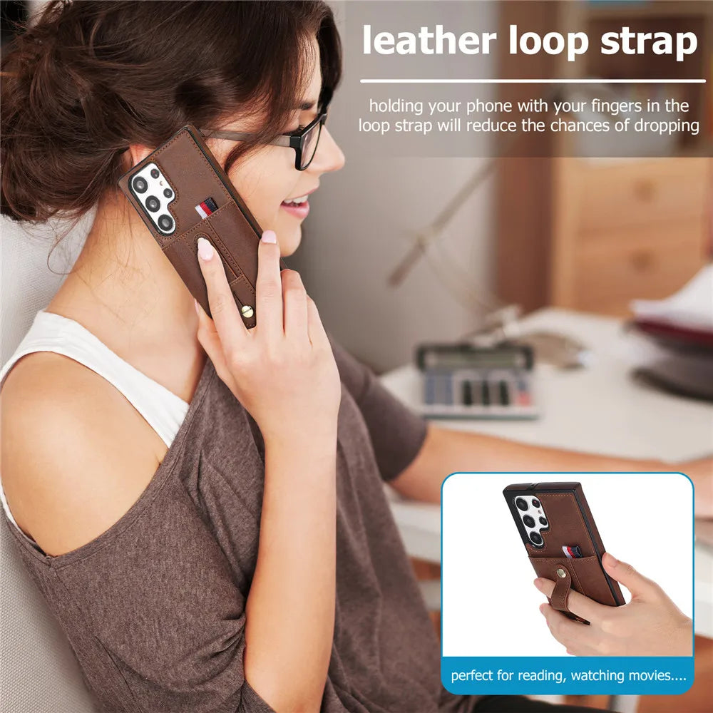 Luxury Leather Wallet Phone Case for Samsung Galaxy
