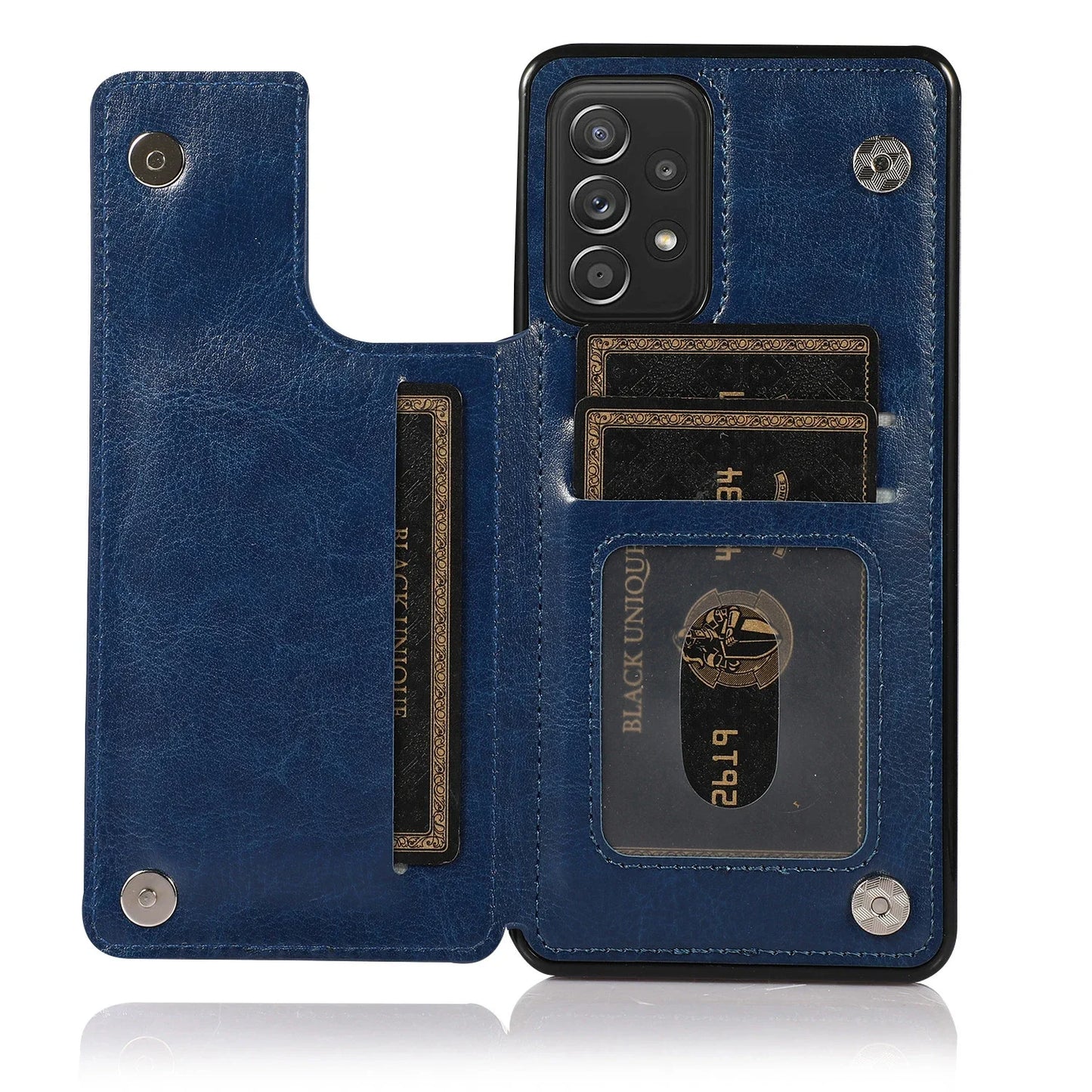 Flip Leather Wallet Case with Card Holder for Samsung