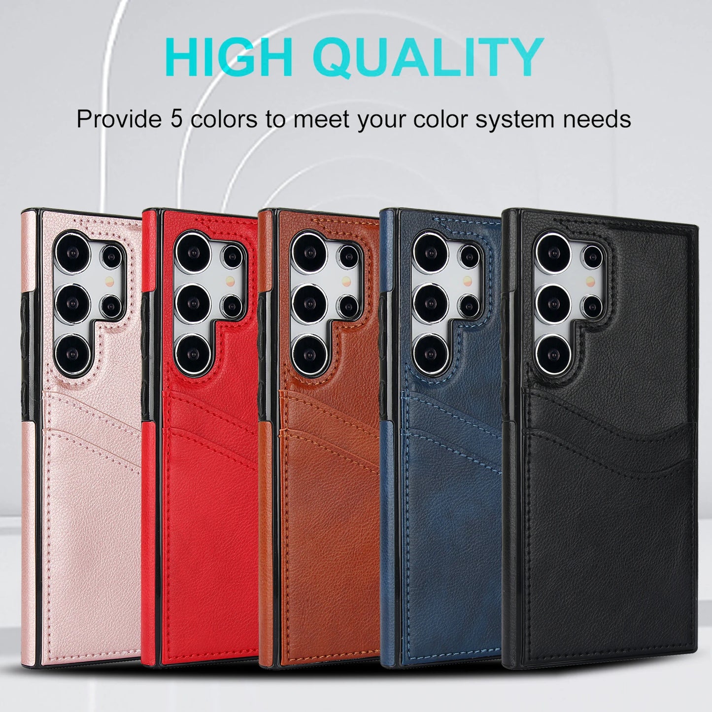 Leather Wallet Phone Case with Card Holder for Samsung