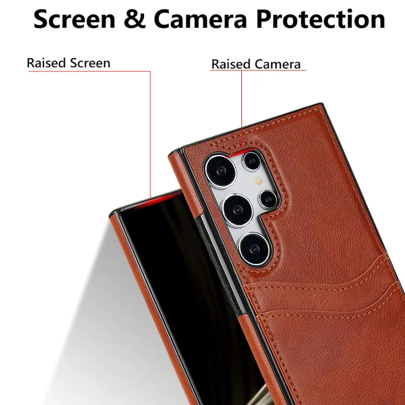 Leather Wallet Phone Case with Card Holder for Samsung