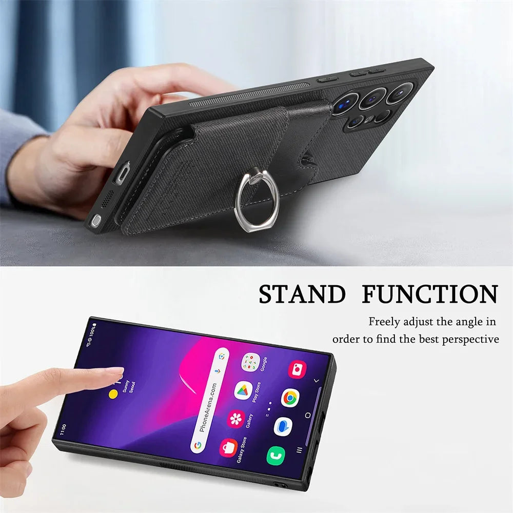RFID-Blocking Magnetic Wallet Phone Case for Samsung
