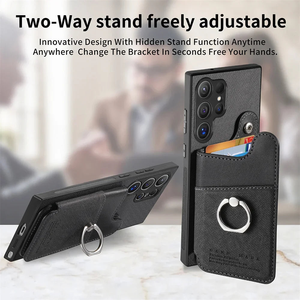 RFID-Blocking Magnetic Wallet Phone Case for Samsung