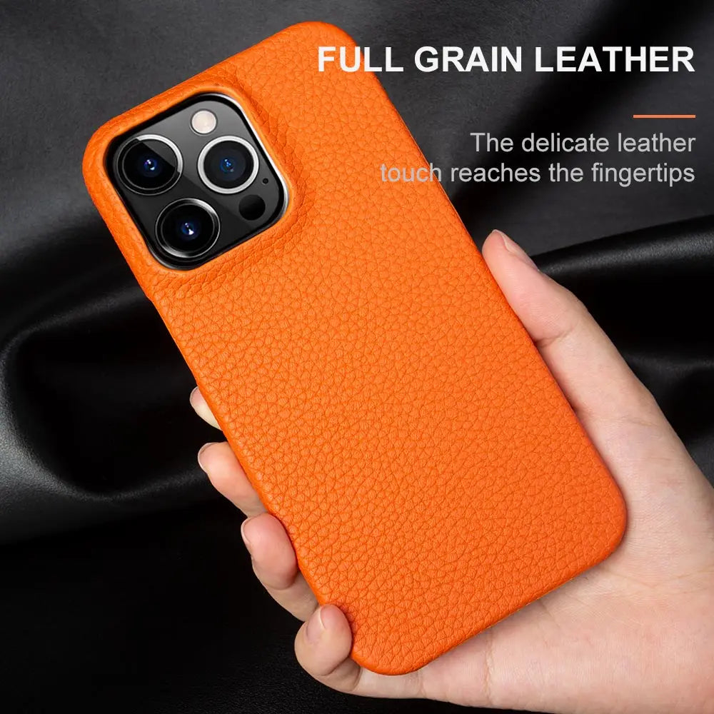 Luxury Genuine Leather Shockproof Case for iPhone