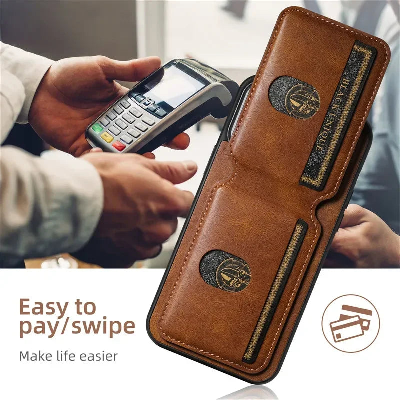 Luxury Magnetic Leather Wallet Case with Card Holder for iPhone