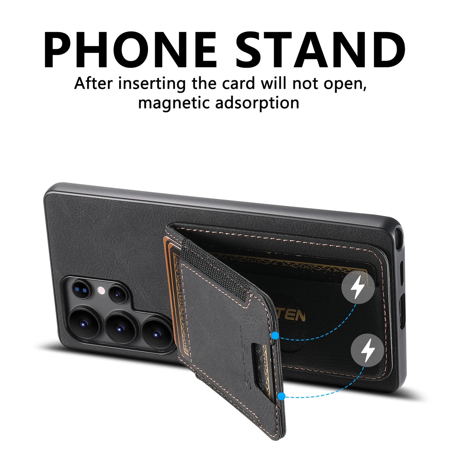 Luxury PU Leather Card Holder Stand Case for Samsung