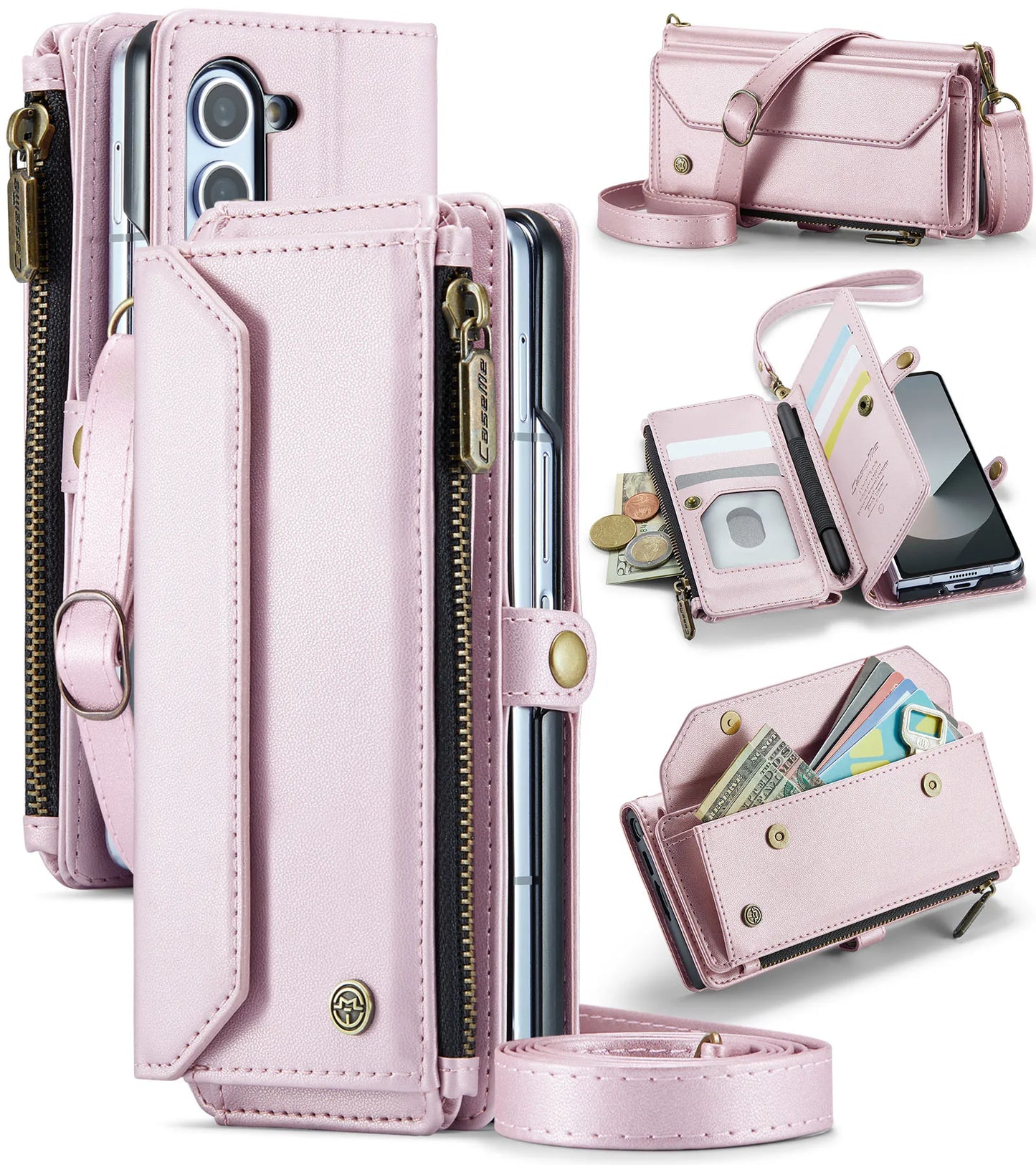 PU Leather Wallet Case with Strap & Card Holder for Galaxy Z Fold