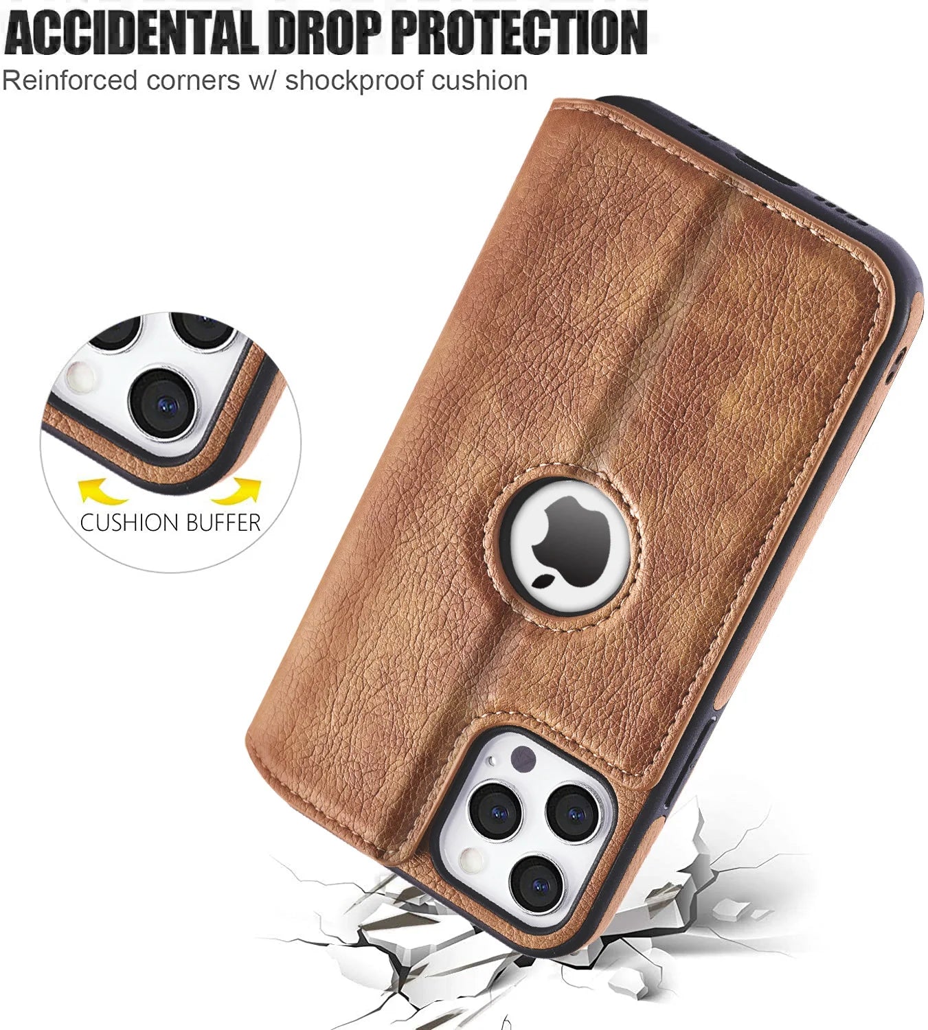 Magnetic Leather Wallet Case with RFID Blocking for iPhone