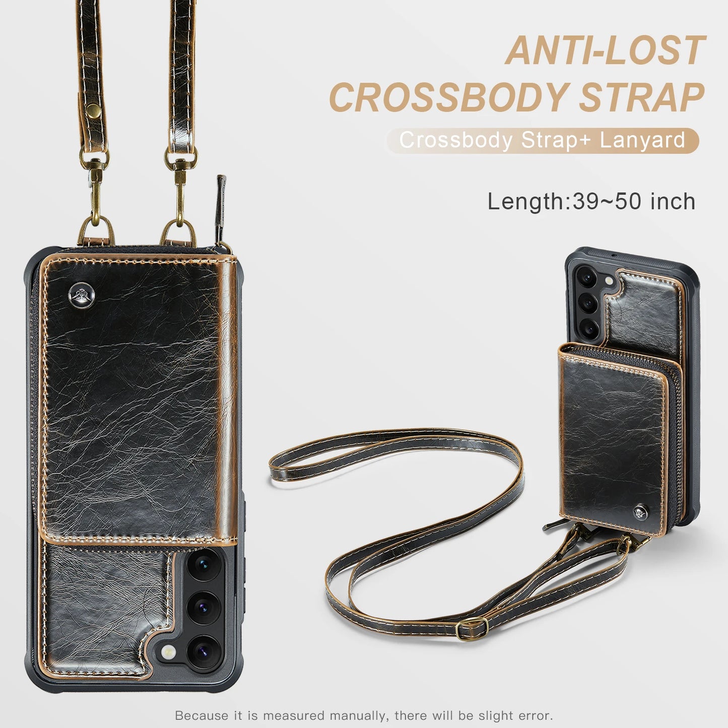 Crossbody Leather Wallet Case with Card Slots for Samsung