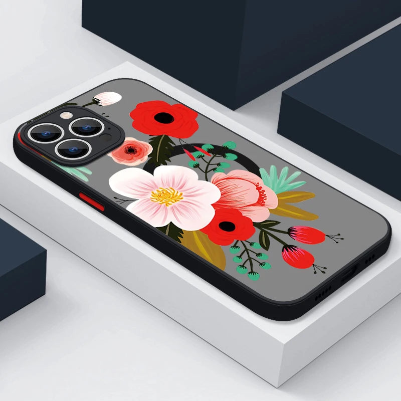 Magnetic Magsafe Flower Case for iPhone - CaseifyTrend