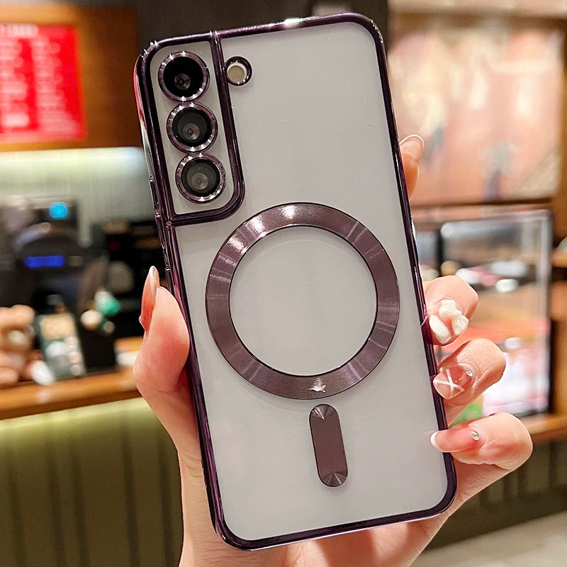 Plating Clear Magnetic Case for Samsung Galaxy