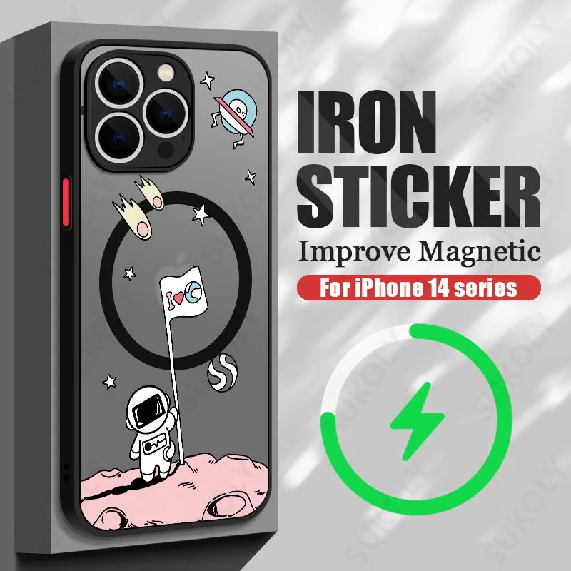 Magnetic Magsafe Moon Astronaut Case for iPhone - CaseifyTrend