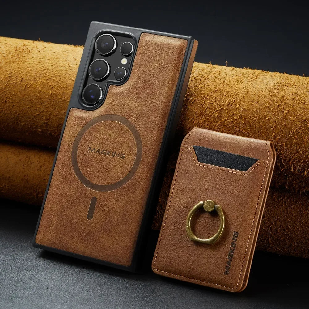 Detachable Magnetic Leather Wallet Case with Card Holder for Samsung