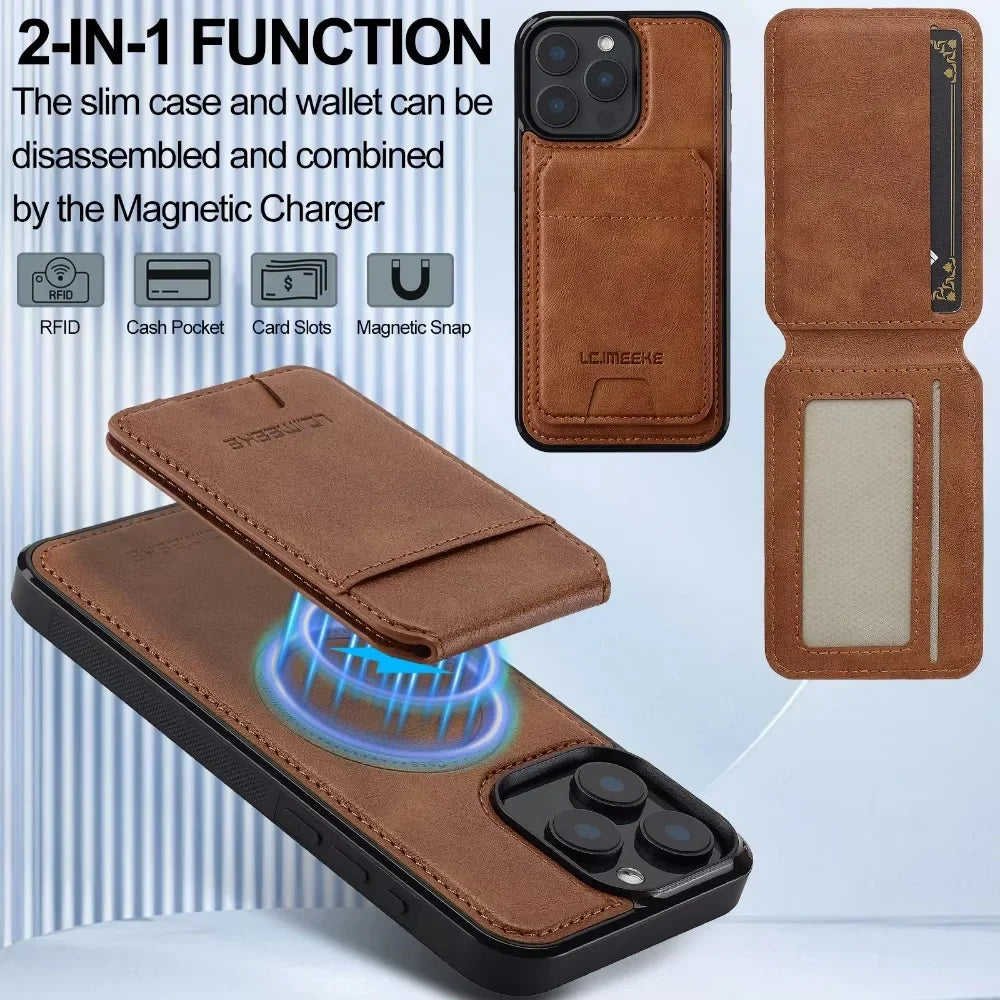 MagSafe Wallet Case with Detachable Card Holder for iPhone