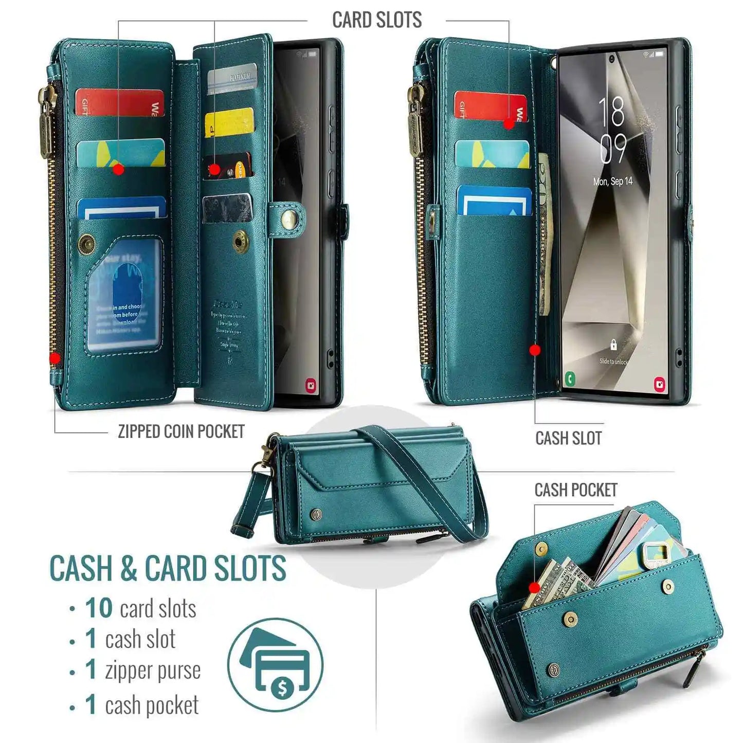 Crossbody Wallet Case with Card Holder for Samsung Galaxy