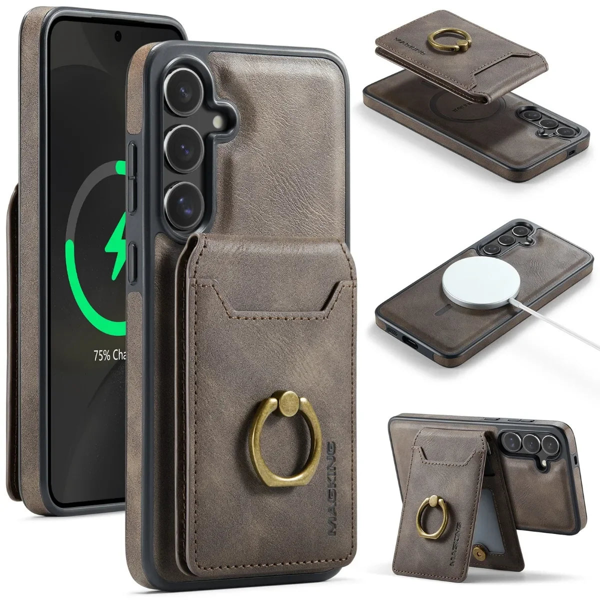 Magnetic Leather Phone Case with Card Holder for Samsung