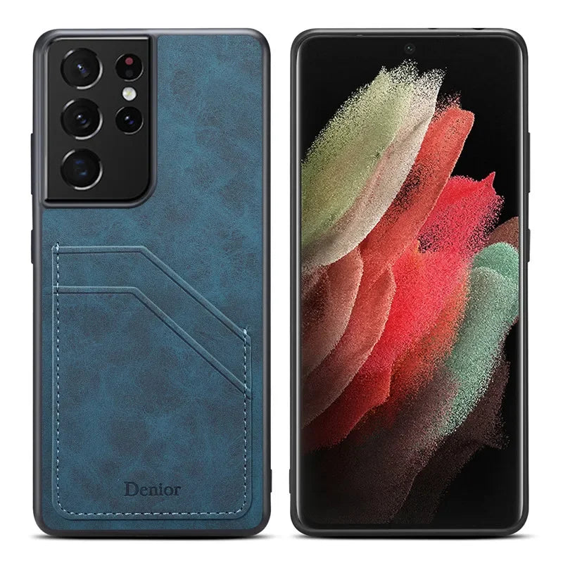 Luxury Leather Samsung Case with Card Holder & Stand