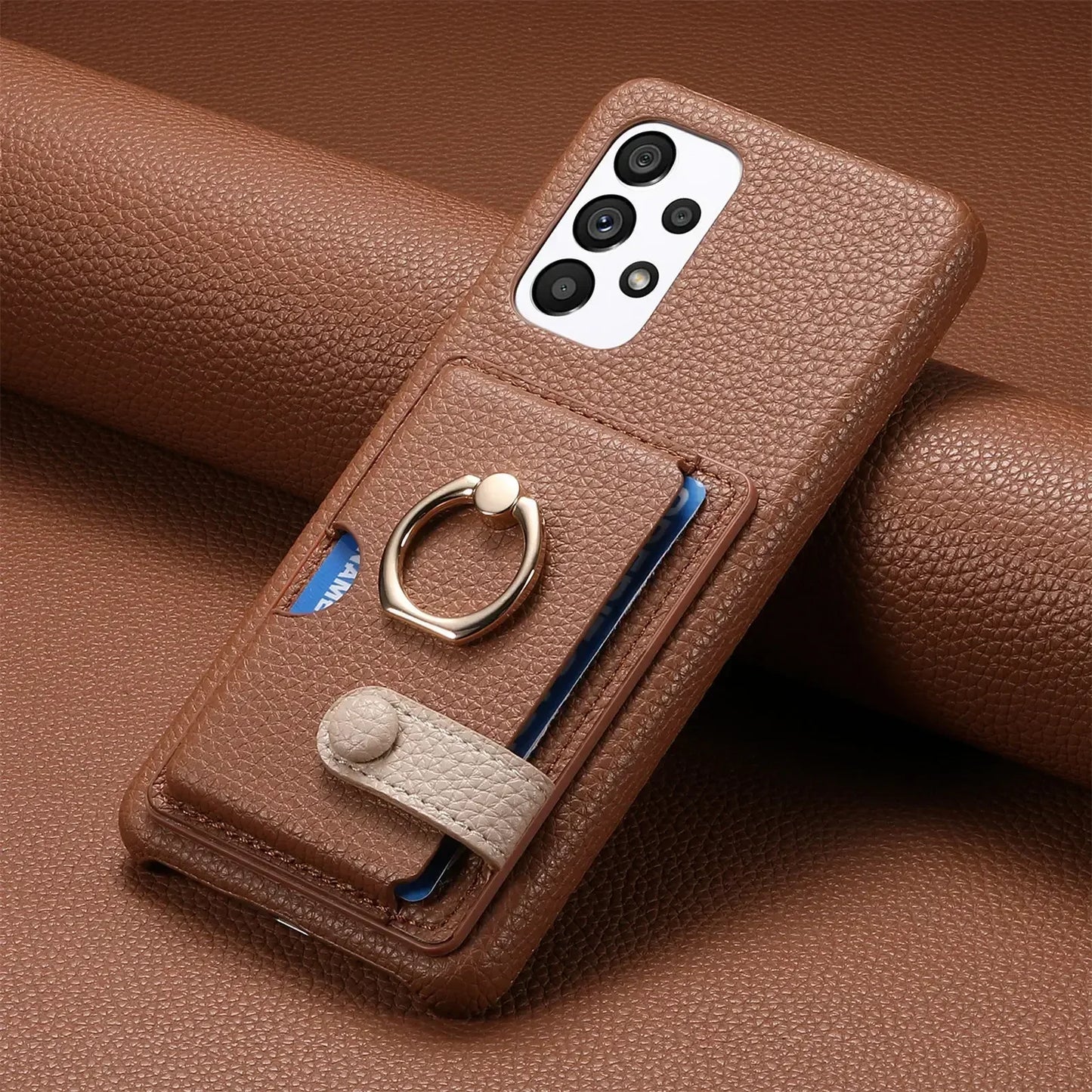 Leather Wallet Phone Case with Ring for Samsung Galaxy Series