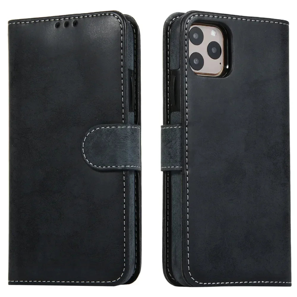 Luxury Leather Flip Wallet Card Case for iPhone