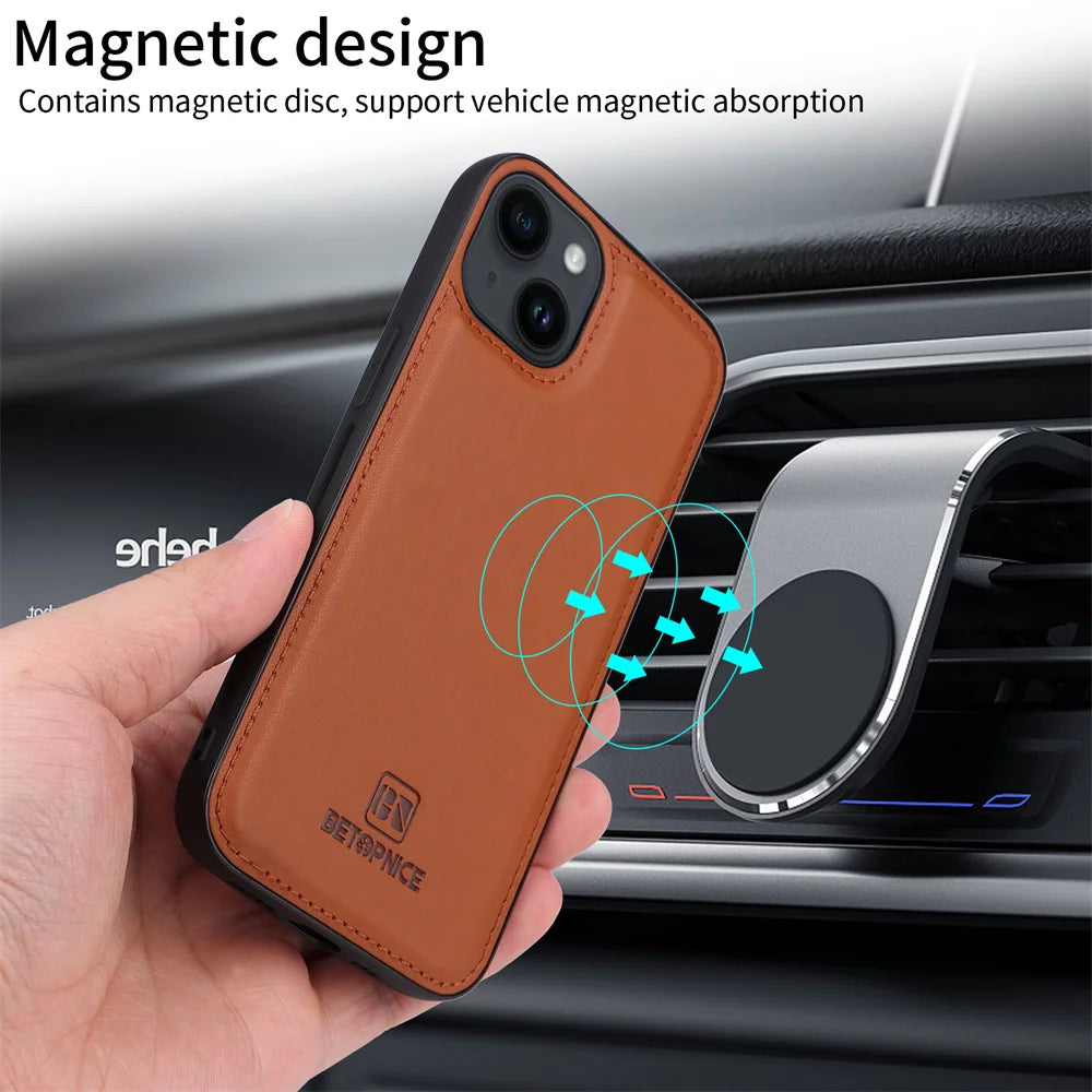 Detachable Magnetic Flip Leather Case for iPhone