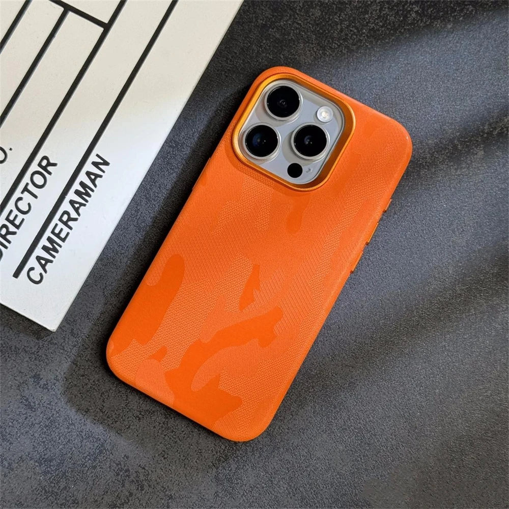 Luxury Camouflage Leather Shockproof Case for iPhone