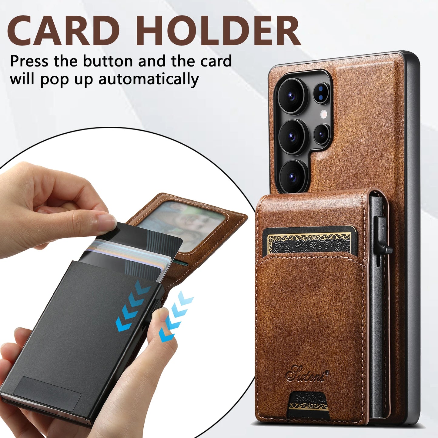Luxury PU Leather Wallet Phone Case with Card Slot for Samsung