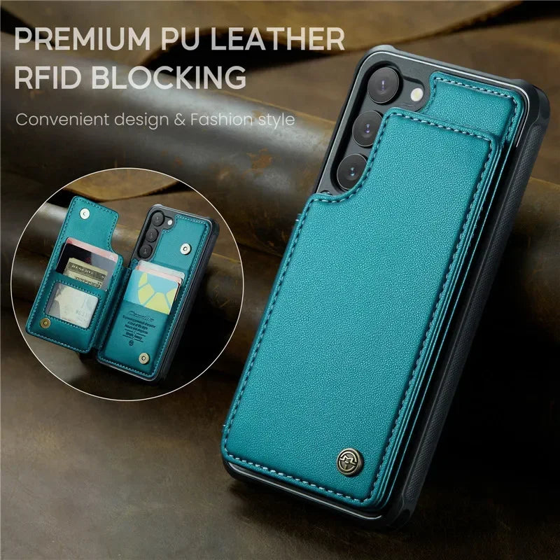Leather Magnetic Wallet Phone Case with Pocket for Samsung