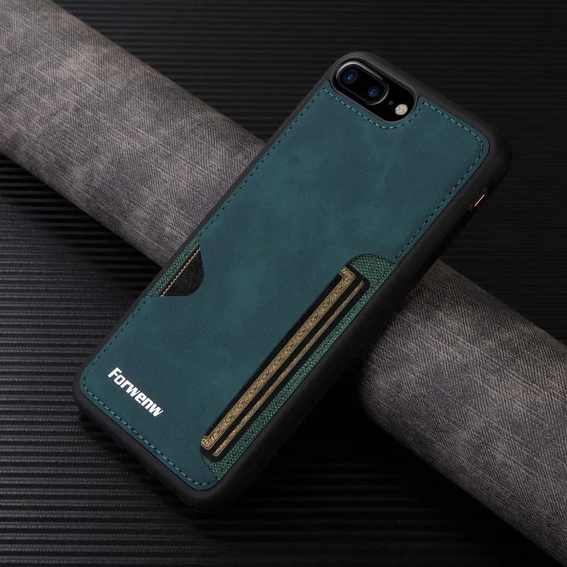 Retro Card Holder Leather Case for iPhone - CaseifyTrend