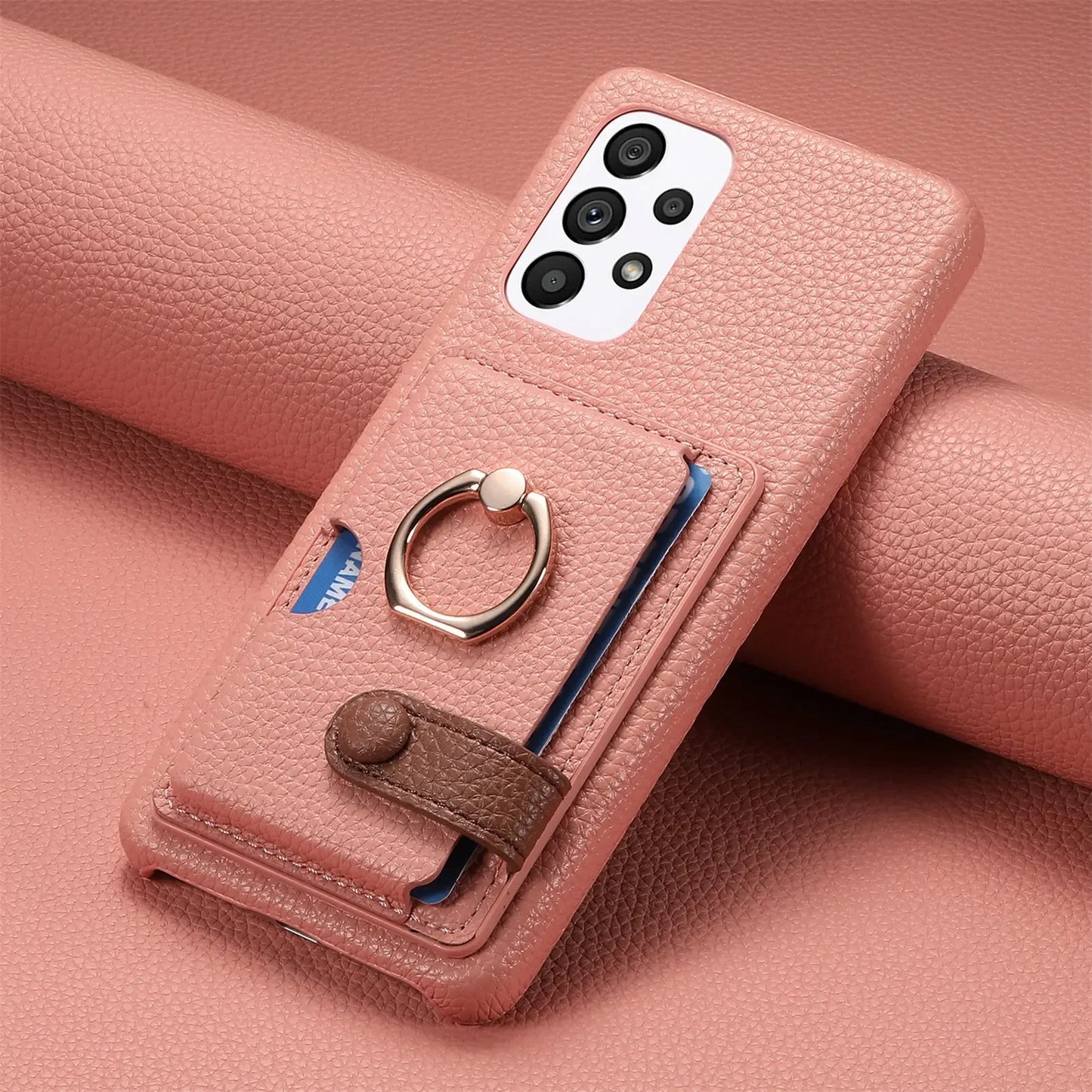 Leather Wallet Phone Case with Ring for Samsung Galaxy Series
