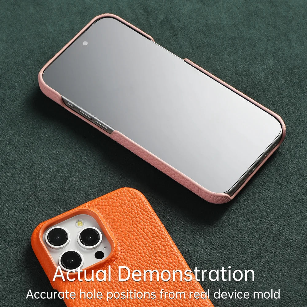 Magnetic Cowhide Leather Case for iPhone with MagSafe