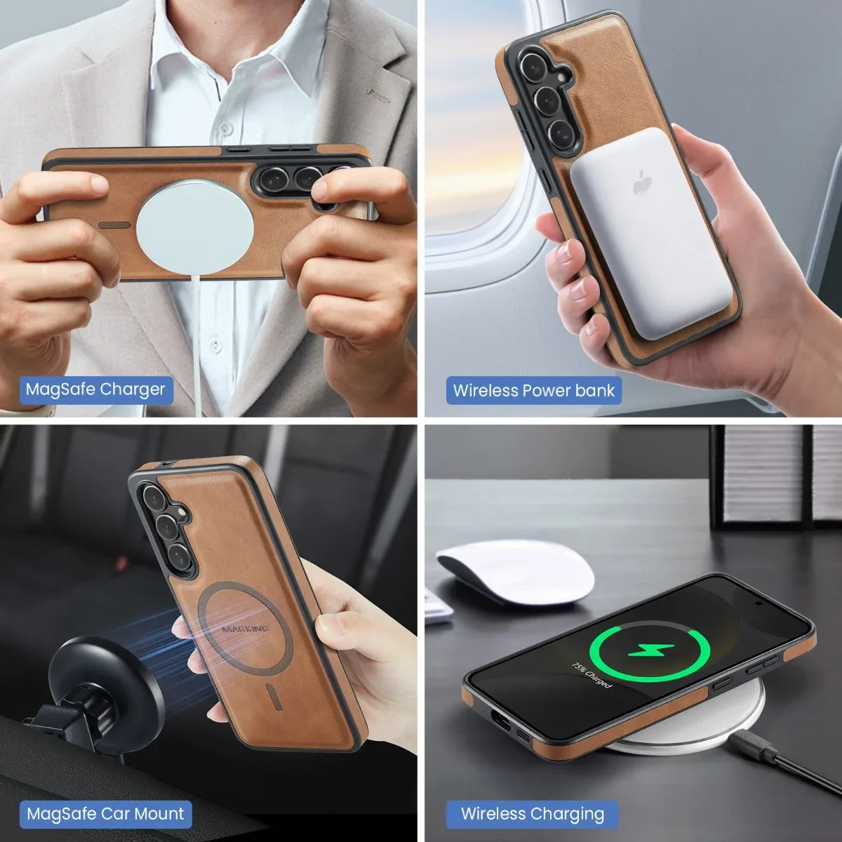 Magnetic Leather Phone Case with Card Holder for Samsung
