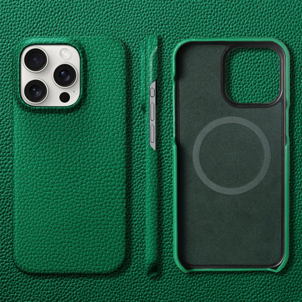 Magnetic Cowhide Leather Case for iPhone with MagSafe