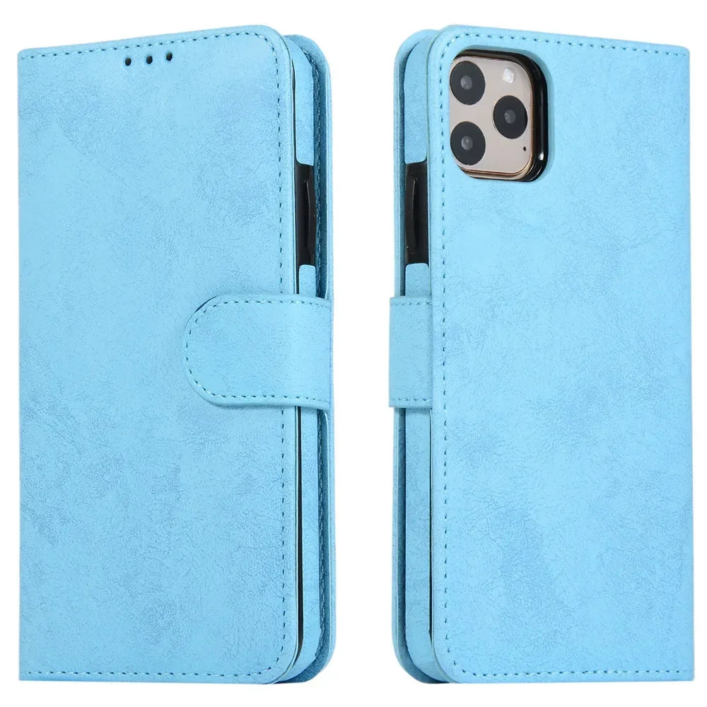 Luxury Leather Flip Wallet Card Case for iPhone