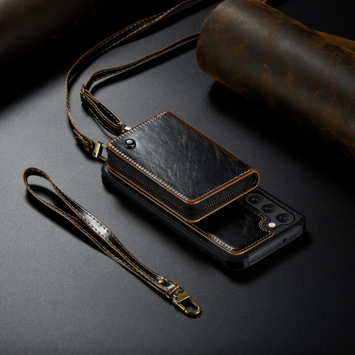 Crossbody Leather Wallet Case with Card Slots for Samsung